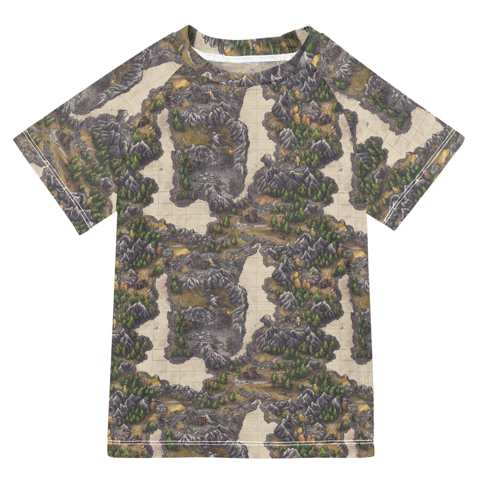 Bathing Suit Girls Short Sleeve Little Girls Swimsuit 7T Game Map