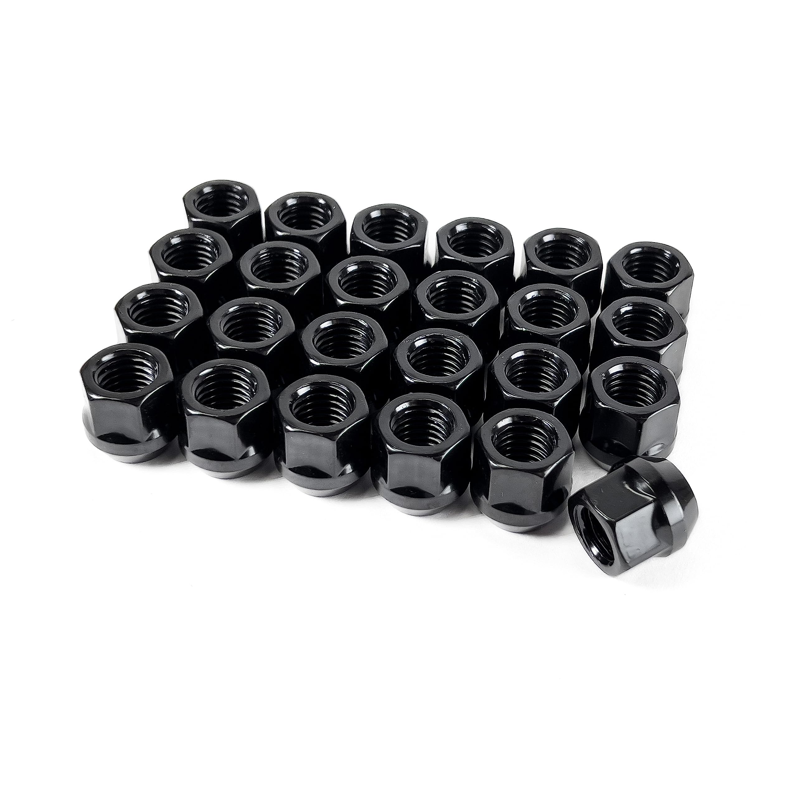 20pc Black Acorn Lug Nuts – M14x1.5, 3/4" Hex, 1.4" Tall, For Honda Acura MDX RLX & More