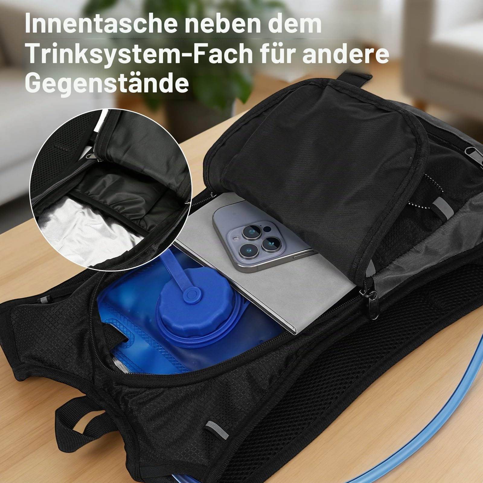Trinkrucksack Ultralight mit 2L BPA-Frei Trinkblase & Helmnetz – Professioneller Laufrucksack & Fahrradrucksack mit it Verstellbarem Gurt für Herren Damen Skifahren Radfahrren Wandern Tagestour