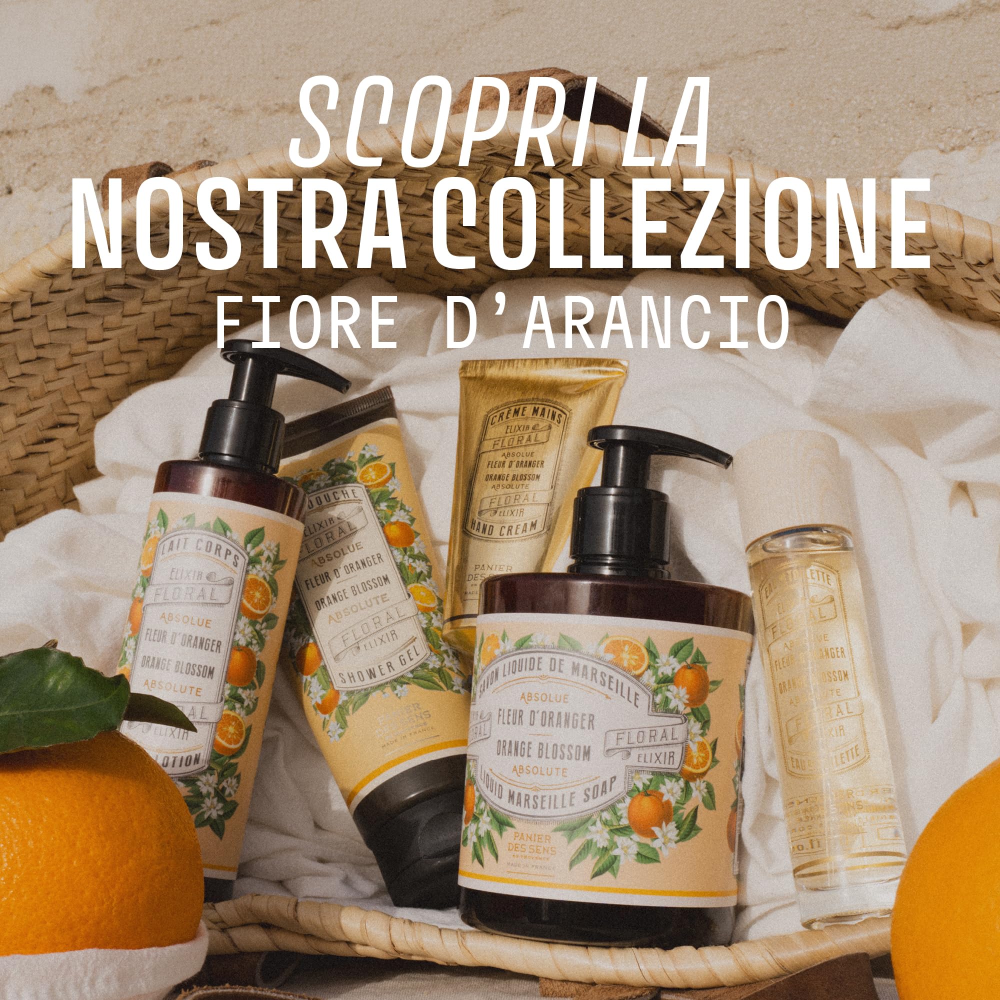 Panier des Sens Sapone Liquido Mani ai Fiori d'Arancio - Sapone di Marsiglia Liquido con Olio d'Oliva e di Cocco, 96% di Ingredienti Naturali Nutriente, Adatto Alla Pelle Sensibile - Sapone Mani 500ml