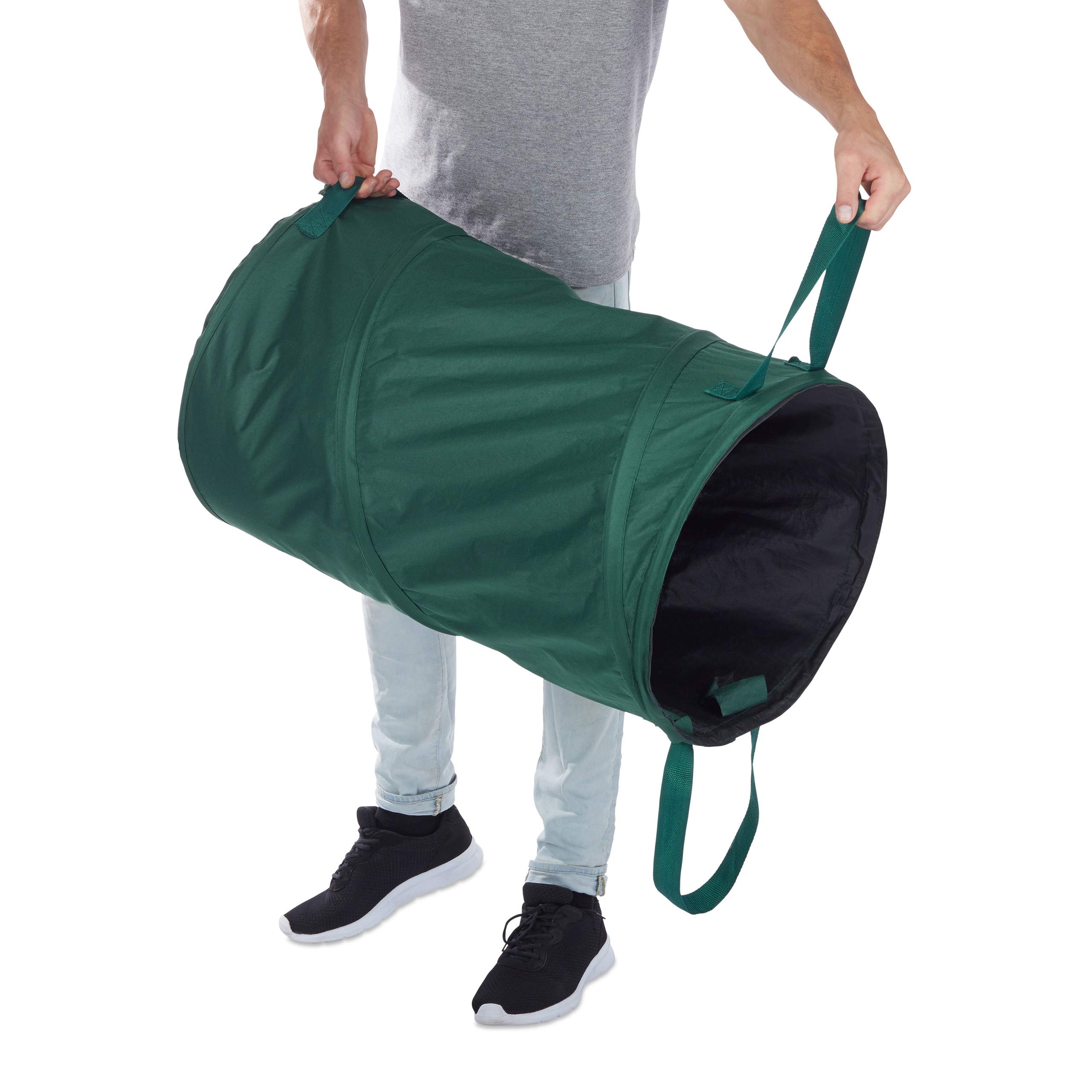 Relaxdays Saco Jardín Plegable de 120 L, Pack de 2 Unidades, Poliéster-Polietileno, Verde, ∅ 44 cm