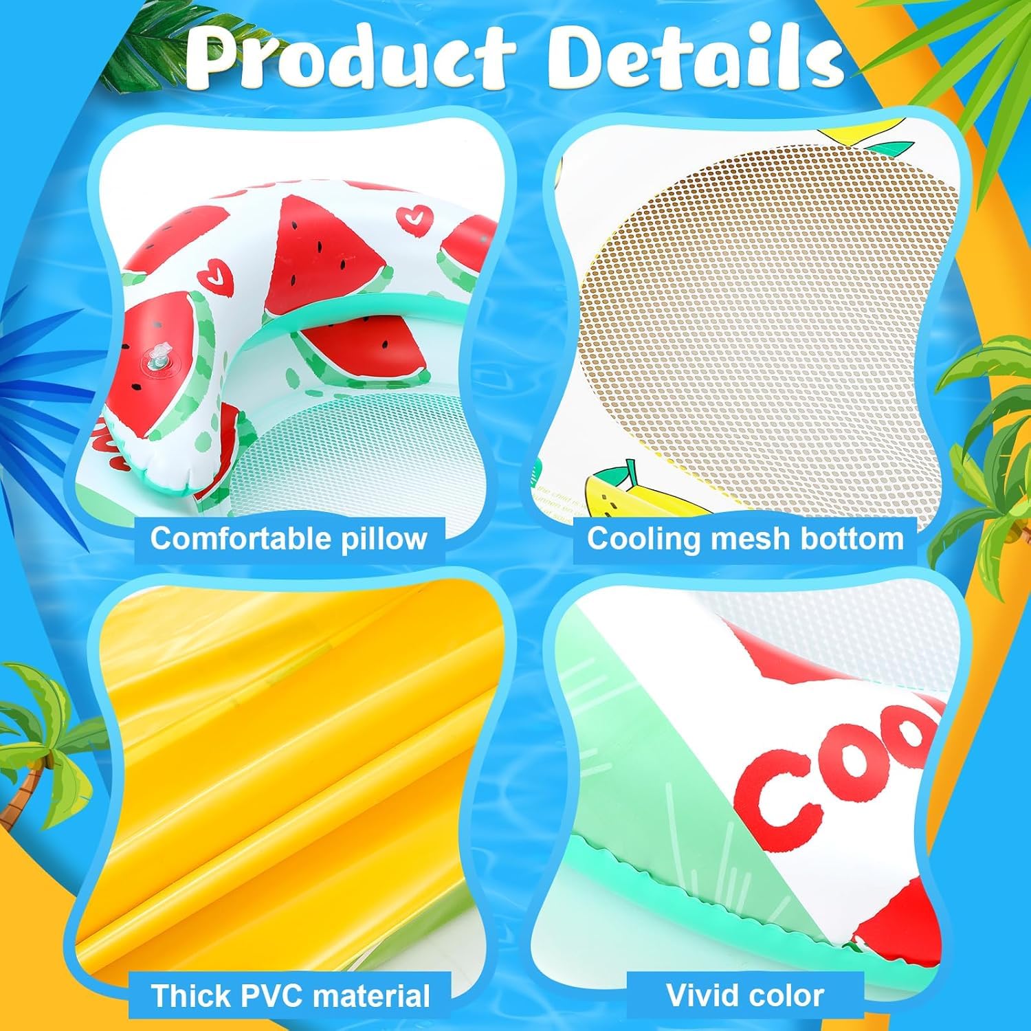 Inflatable Water Hammock Pool Hammock with Headboard Bath Hammock Water Air Mattress with Net for Children Adults for Summer Pool Beach - Image 4