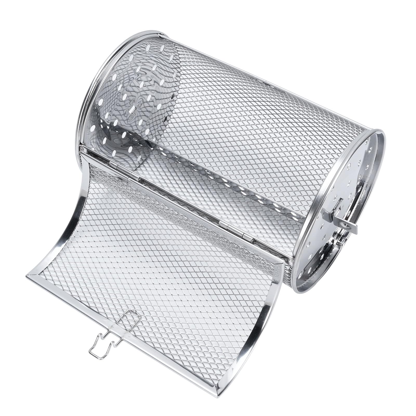 Rotating Grill Basket, Premium Stainless Steel Grill Rack Rolling Grill Cage and Roaster Drum for Outdoor Grilling Vegetable Nut Roasting Dishwasher Safe