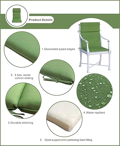 Miniatura 7 de BOSSIMA Juego de 2 cojines de repuesto para silla de patio para interiores y exteriores, con respaldo alto, color azul mezclilla