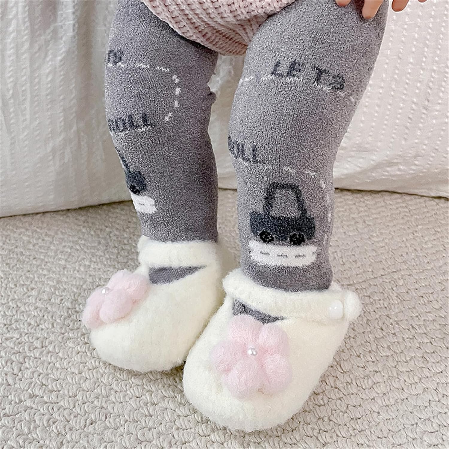 Baby Booties Newborn Soft Knit First Shoes, Cozy Sock Booties for Infant & Toddler Boys Girls, Handcrafted with Plush Yarn, Lightweight & Breathable