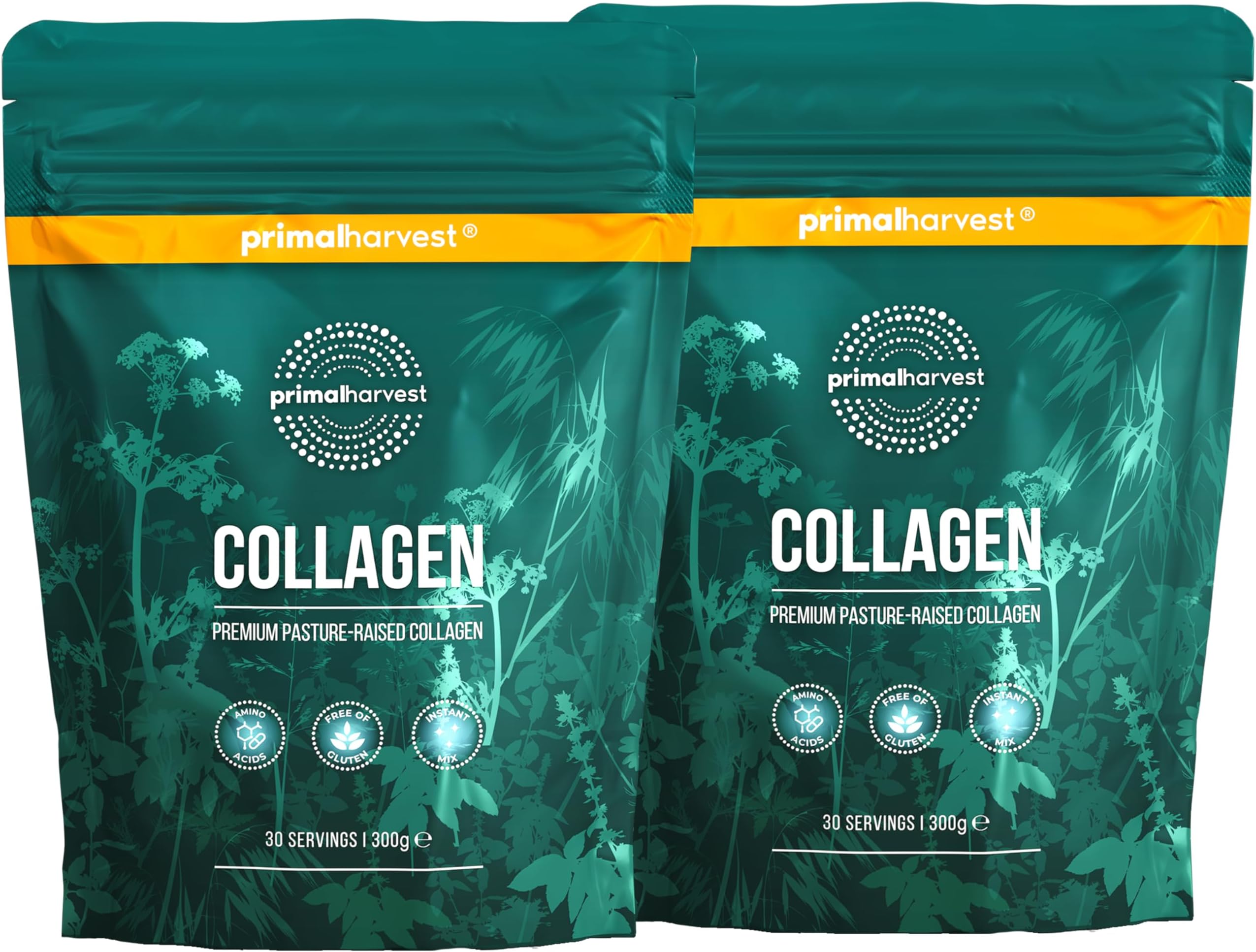 Primal Harvest Collagen Powder (60 Servings) - Bioactive Premium Complex - Sustainable Grass Feeding - Collagen Hydrolysate - Tasteless - Optimal Solubility