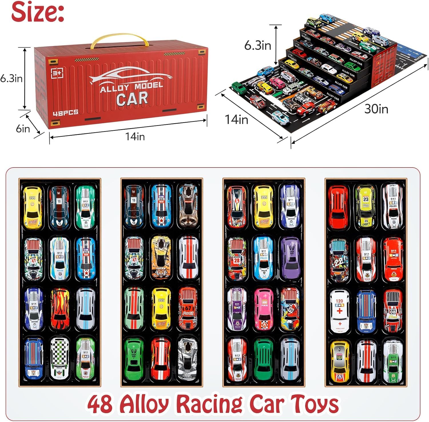 48 Pcs Pull Back Car Set, Alloy Racing Car Toys, Bulk Mental Trucks Toy Vehicles Set, Toy Cars for Kids Ages 3-8, Goodie Bag Stuffers, Mini Cars, Party Favors for Kids Boys & Girls 1