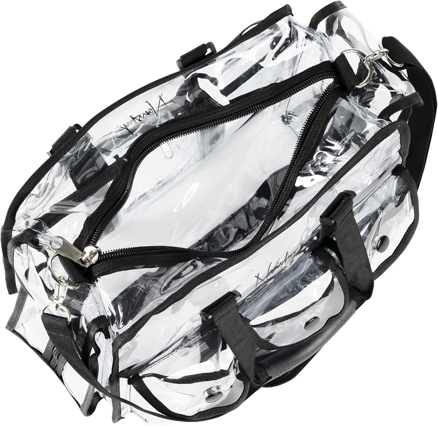 Nanshy Professional Makeup Artist Kit Bag - Clear Makeup Artist Travel Case with 8+ Pockets & Strong Handles - Extra Large Professional Makeup Case Organizer - 15.7x11x8 In