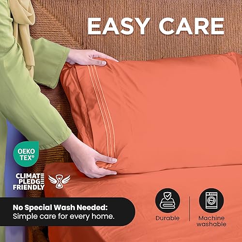 Miniatura 8 de ROYALE LINENS Juego de 4 sábanas King - Ropa de cama de microfibra cepillada suave de 1800 hilos - 1 sábana ajustada y 1 sábana lisa, 2 fundas de