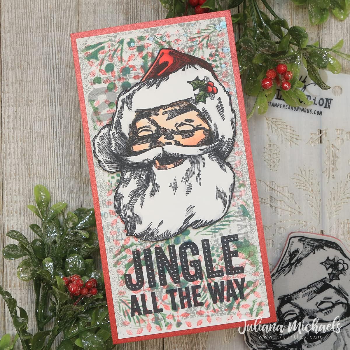 Stampers Anonymous - Tim Holtz Cling RBBR Stamp Set JLLY, Jolly Santa