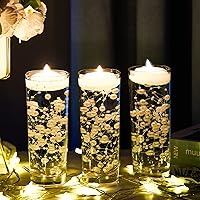 Vista 6 de Tondiamo 24 piezas de perlas artificiales para velas flotantes, perlas de imitación, guirnalda de cuentas, decoración de centro de mesa para Blanco