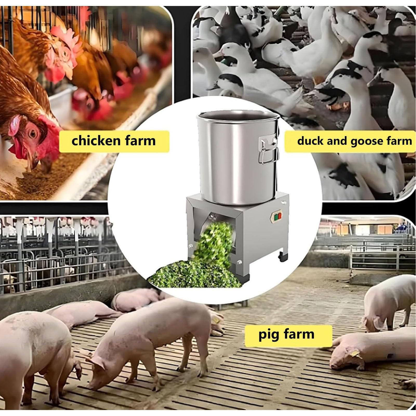 Trituradora Cría 1800 W con 4 Cuchillas,Procesador De Alimentos Comercial Puerto De Alimentación Grande para Alimento Animales Verduras Cacahuete