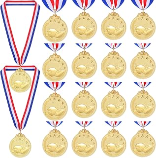 Jexine 36 Pieces Football Medals for Award for Kids Gold Award Medals with Neck Ribbon Football Trophy Winner Medals Gold Prize for Sport Football Game Olympic Team Prize Party Favors Gift, 1.57 Inch