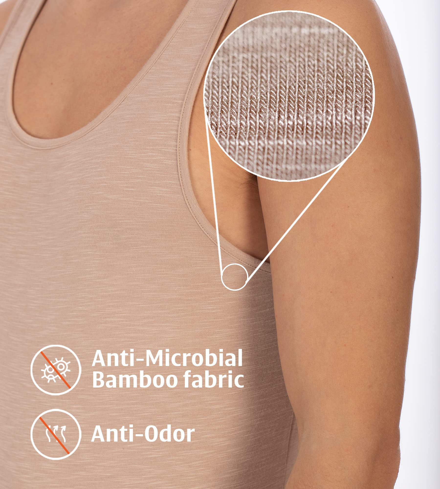 DAMENSCH Ajuste regular, color sólido, cuello redondo, mezcla de algodón, sin mangas, absorbe la humedad, antibacteriano, antiolor, suave y duradero, chaleco de bambú elástico para hombre