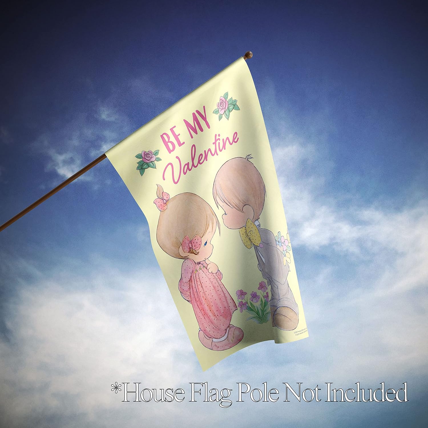 Flagology.com, Precious Moments Be My Valentine – House Flag 28" x 40", Outdoor Flag, Exclusive Premium Fabric, Licensed Precious Moments, Valentine's Day