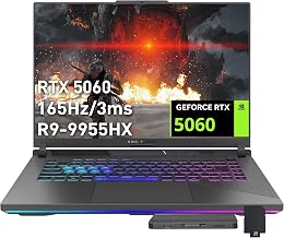 ASUS ROG Strix G16 16" WUXGA 165Hz Gaming Laptop, AMD Ryzen 9 9955HX, GeForce RTX 5060, 64GB RAM, 5TB Storsge(4TB SSD+1TB Docking Station), RGB Backlit Keyboard, Wi-Fi 6E, Win 11 Pro, Gray
