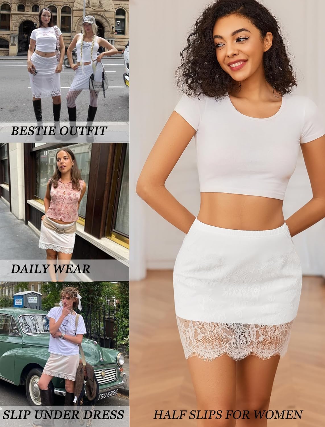 Avidlove Half Slips for Women Slip Skirt Lace Underskirt Anti-Slip Static Resistant Short Underdress Solid Dress - Image 4