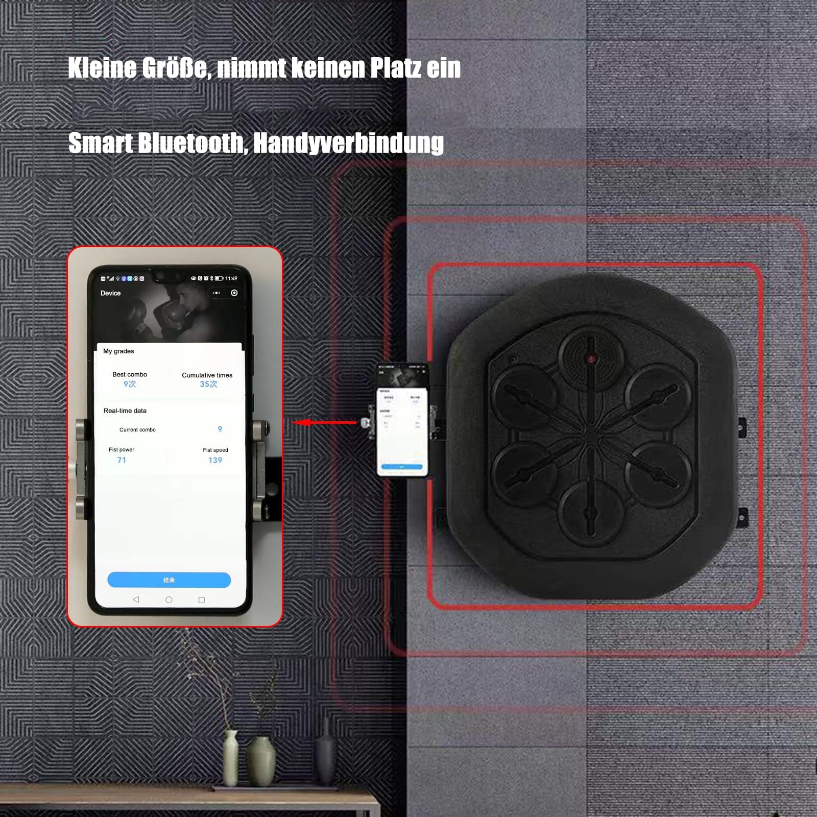 Maszyna bokserska Bluetooth z muzyką i diodami LED – zawiera rękawice bokserskie do treningu w domu i na siłowni