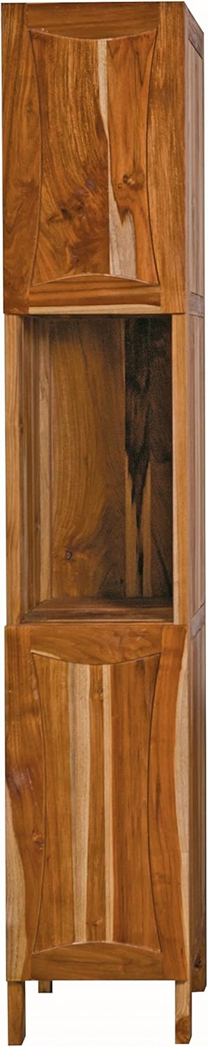 EcoDecors Curvature Free Standing Linen Closet, with Soft Close Doors, Arives Fully Assembled in Natural Color