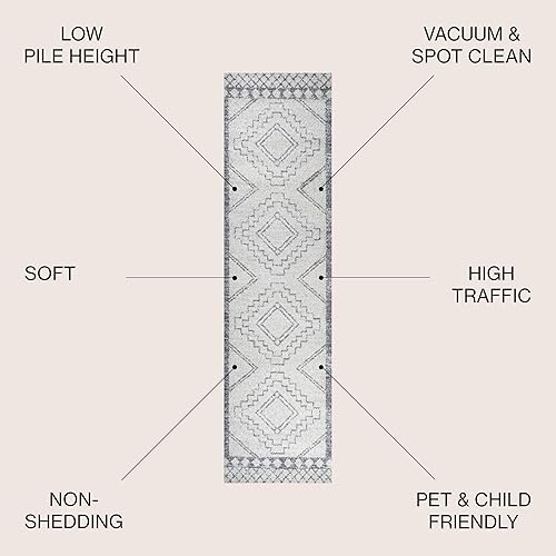 Miniatura 2 de JONATHAN Y MOH200B-28 - Tapete para interiores Amir marroquí Beni Souk, bohemio, rústico, geométrico, fácil de limpiar, para dormitorio, cocina,