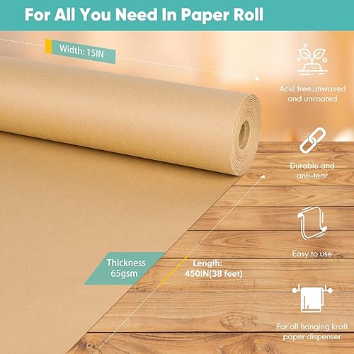 Miniatura 10 de Papel de regalo negro de 15 x 390 pulgadas, papel kraft para manualidades, papel de construcción negro, tablero de anuncios, caballete, pintura,