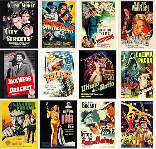 Miniatura 2 de Calendario de pared 2026 13 páginas de 8 x 12 pulgadas, película negra, pósteres de película de acción vintage, cubiertas de película de explotación