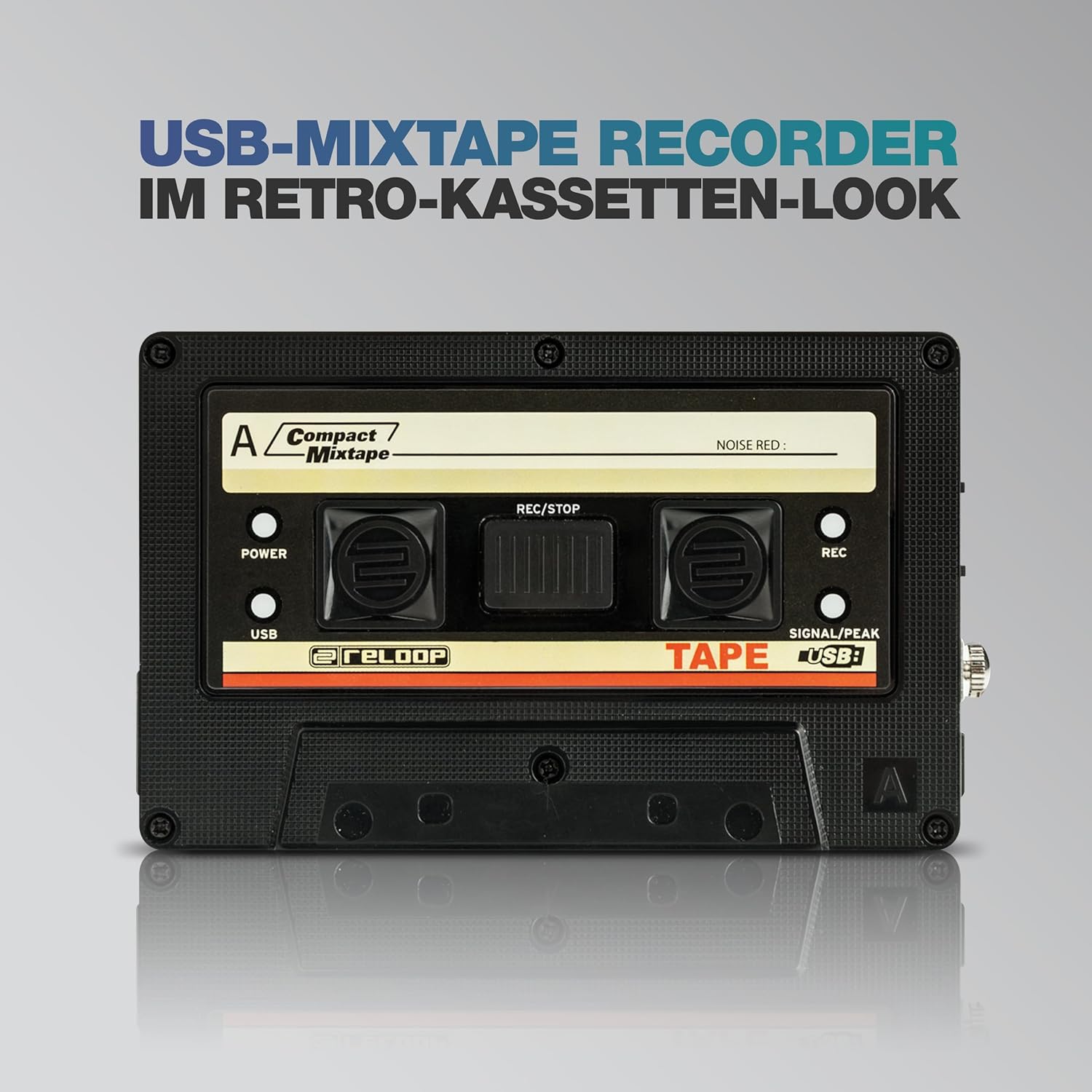 Reloop AMS-TAPE USB Mixtape Recorder with Retro Cassette Look, Black