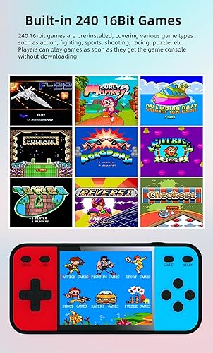 Miniatura 3 de CUZCOP 3-inch Screen Dual Color 16bit Video Game Console Built-in 240 Games Support AV-Out Children's Handheld Game Device Retro Nostalgia Game Toys
