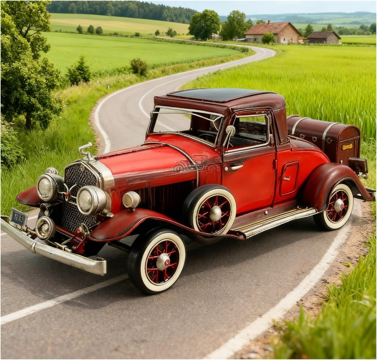 Metal Diecast Model Car for Vintage Nostalgia V16 Iron Car Model Toy Collection Art Room Bookshelf Decorations Gifts