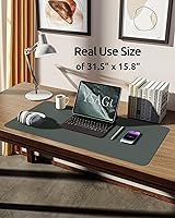 Vista 5 de YSAGi Leather Desk Protector, Office Mat, Large Mouse Mat, Non-Slip PU Leather Blotter, Laptop Desk, Waterproof Writing Pad for Office and Home