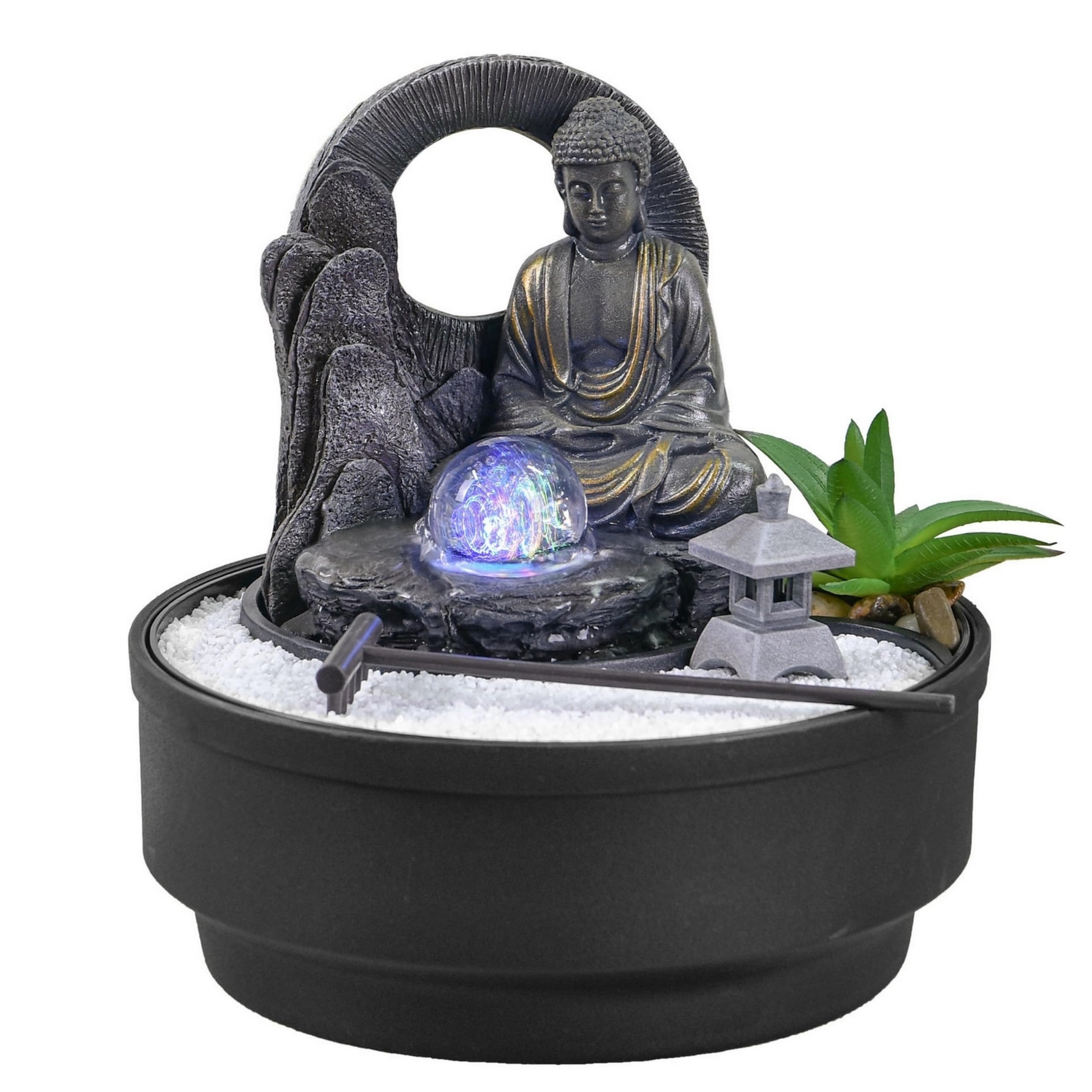 Fontaine d'Intérieur Jardin Zen Sumana Zen’Light Lumière LED Coloré Circuit fermé H21 cm