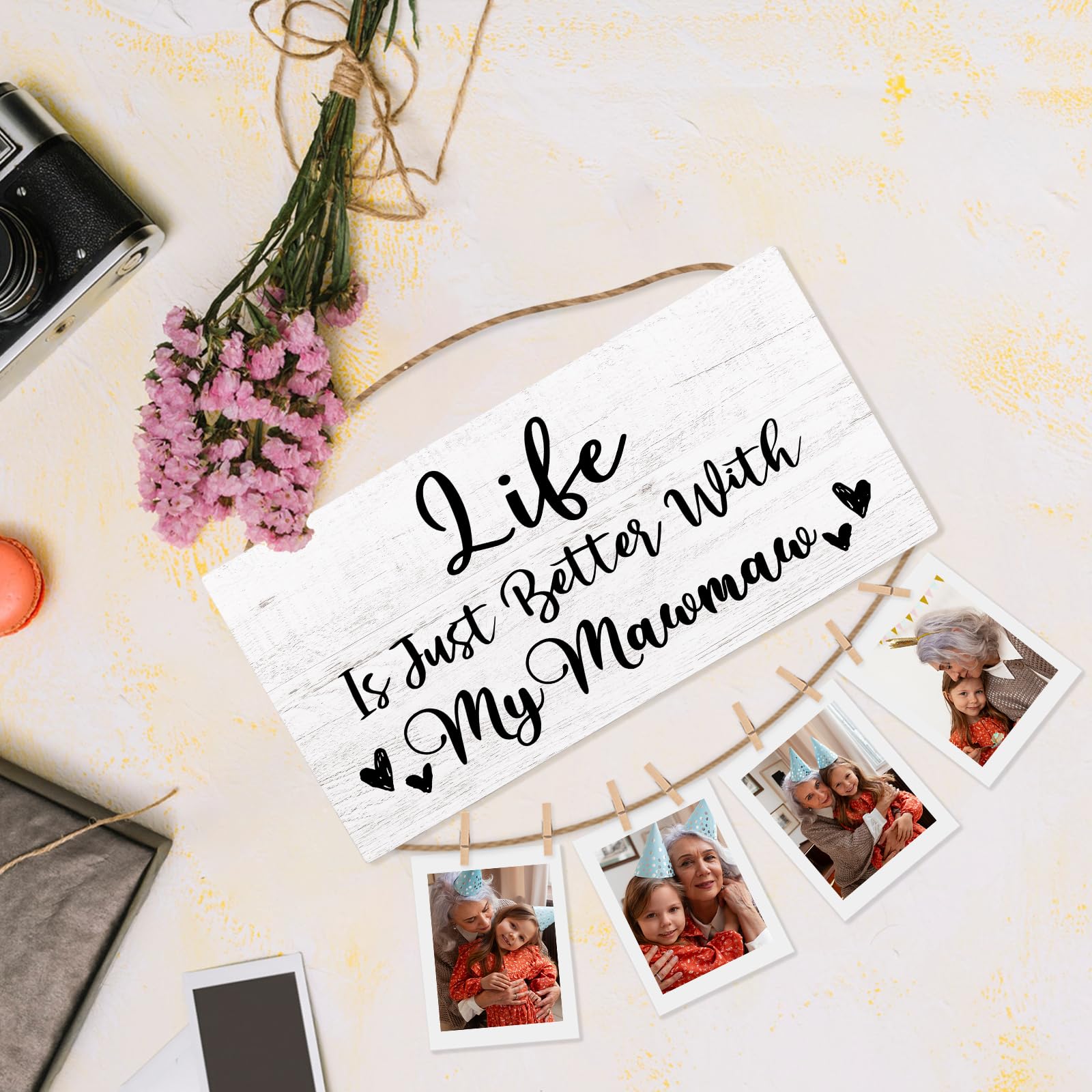 Mawmaw Gifts Picture Frame Photo Holder for Wall, Birthday Gifts for Mamew Grandma, Thank You Grandmother Memaw Gift from Grandchildren Grandkids Hanging Photo Display