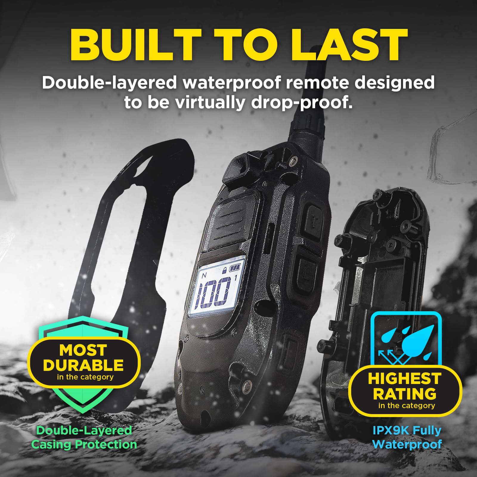 Dogtra 1900X Black Edition E-Collar – Rango de 1 Milla, Perros 45 Libras +, IPX9K Impermeable, 100 Niveles de estimulación, vibración, Tono, Recargable, Ideal para dueños de Perros y Entrenadores