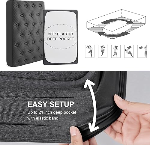 Miniatura 5 de Hansleep Cubrecolchón de espuma viscoelástica individual XL, funda de colchón individual XL para dormitorio universitario con bolsillo profundo,