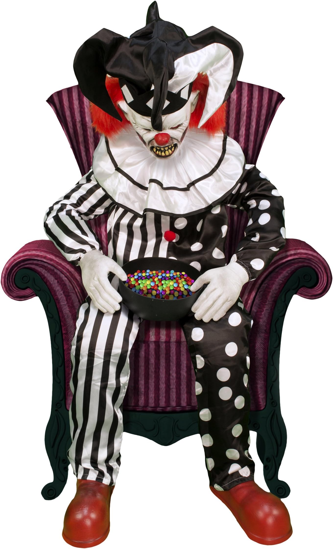 4.5 Ft Sitting Scare Clown Animatronics - Decorations