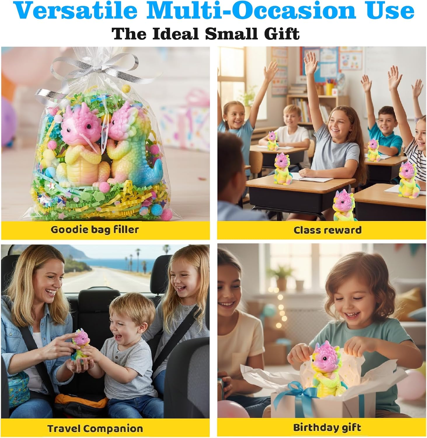 Squishy Fidget Stress Dragon Toy, Kawaii Sticky Stress Toys, Fidget Desk Toys, Easter Basket Gifts & Perfect Desk Accessory Home Decor for Kids Adults (Dragon)