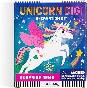 Mudpuppy Unicorn Dig! Excavation Kit Including Hidden Unicorn in Gem and Plastic Chisel for Children Ages 5 and Up