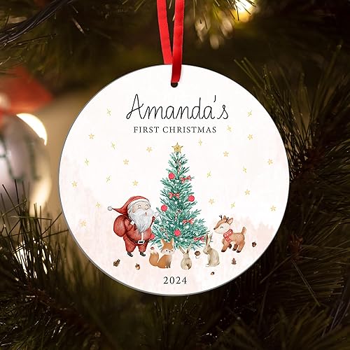 Miniatura 24 de Adorno de Navidad de familia de 3 2024, adorno personalizado para la primera Navidad del bebé, recuerdo de adorno familiar con tema de oso, 3.5