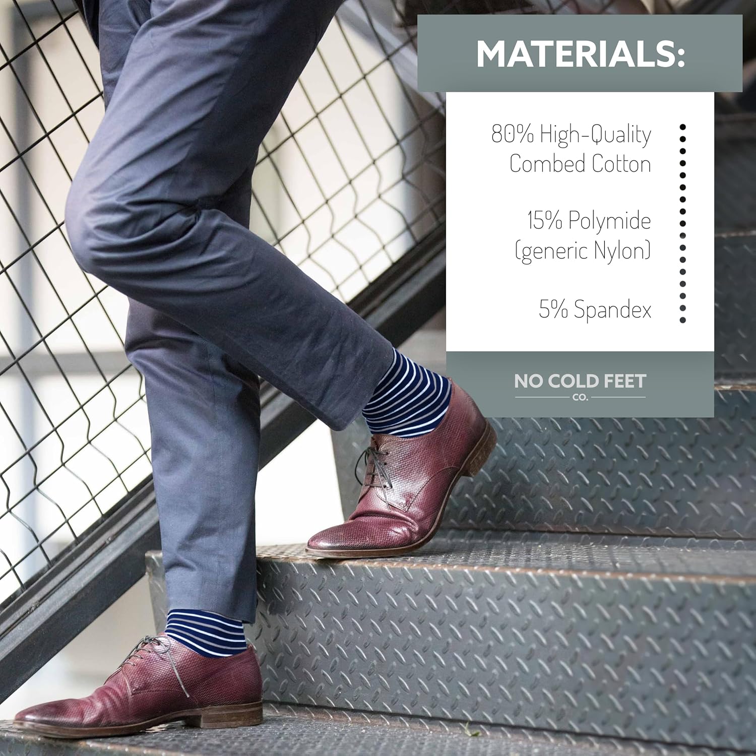 No Cold Feet Men’s Blue Dress Socks – Classic Soft Crew Dress Socks, All-Day Comfort for Work, Business or Weddings - Image 2