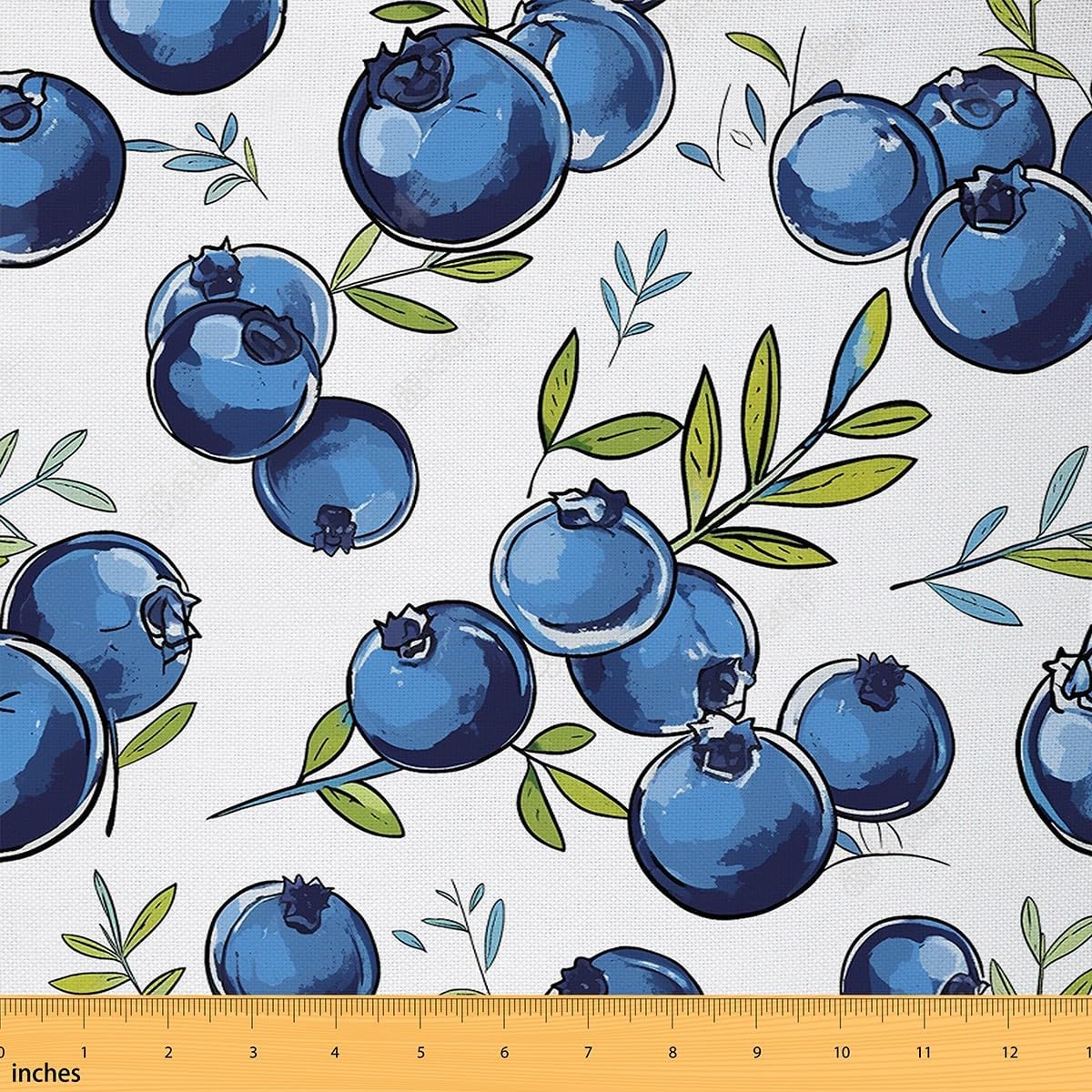 Feelyou Fresh Fruits Fabric by The Yard 2 Yards Blueberries Decorative Waterproof Outdoor Fabric Botanical Flowers Upholstery Fabric for Chairs Tropical Fruit Print DIY Reupholstery Fabric