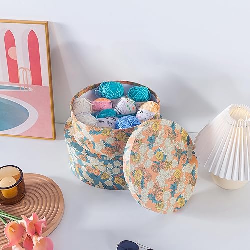 Miniatura 6 de Soul & Lane Cajas de almacenamiento decorativas de cartón oblongas con tapas, juego de 2 cajas de cartón floral para recuerdos, almacenamiento