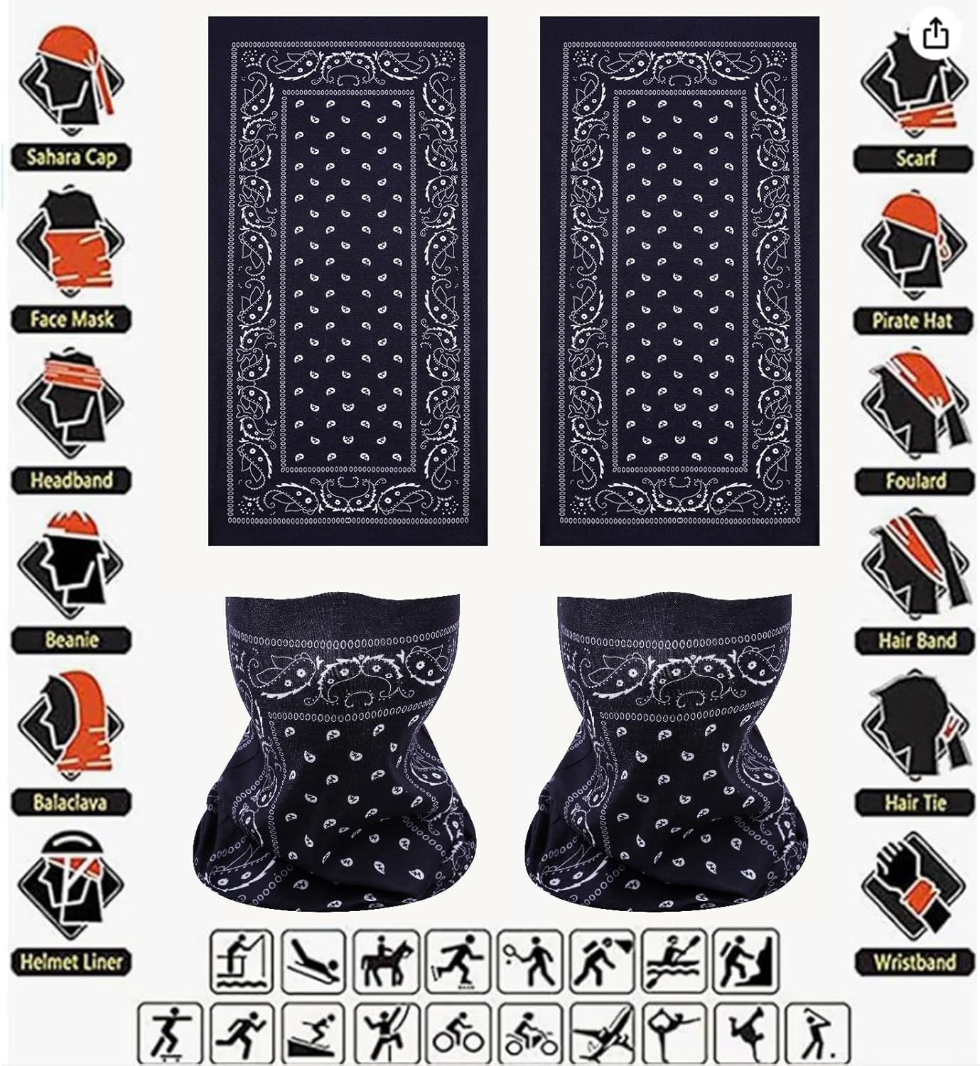 Face Mask Multi Bandana Neck Gaiter Seamless Magic Headband Outdoor Face Scarf for Dust Wind and UV Resistance - Image 2