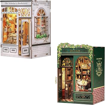 CUTEBEE Book Nook Kit - DIY Miniature House Dollhouse Kit for Adults and Teens, Booknook Tiny House Bookshelf Decor 3D Wooden Puzzle, Gifts for Family, Friends
