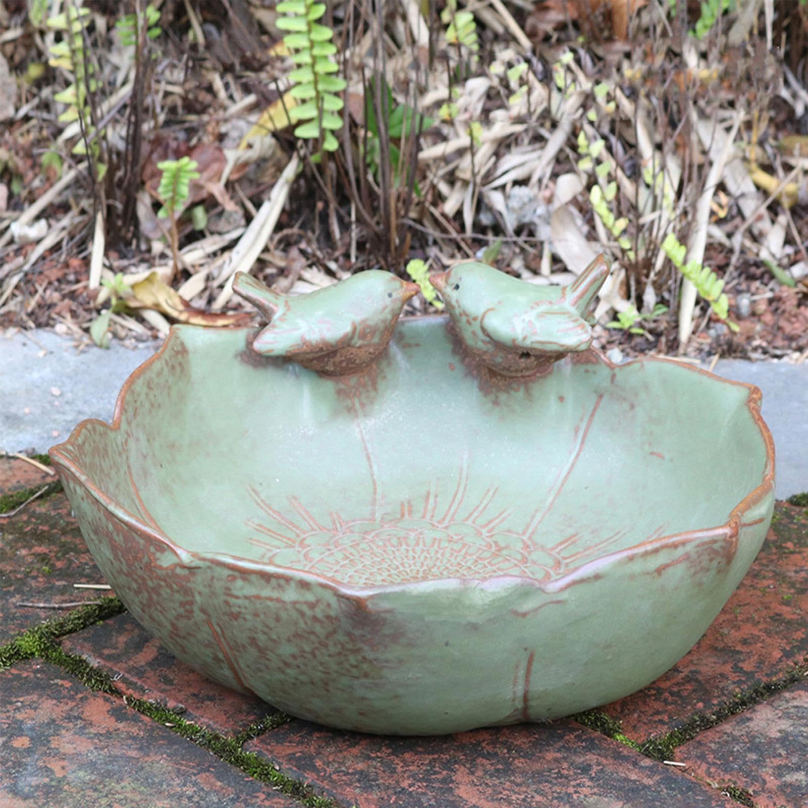 Bebedero para Aves de Cerámica Gran Decorativo | Pajarera de Cerámica para Colibrí como Plantero Hidropónico para Jardín Interior Exterior, Patio, Balcón, Ventana, Terraza