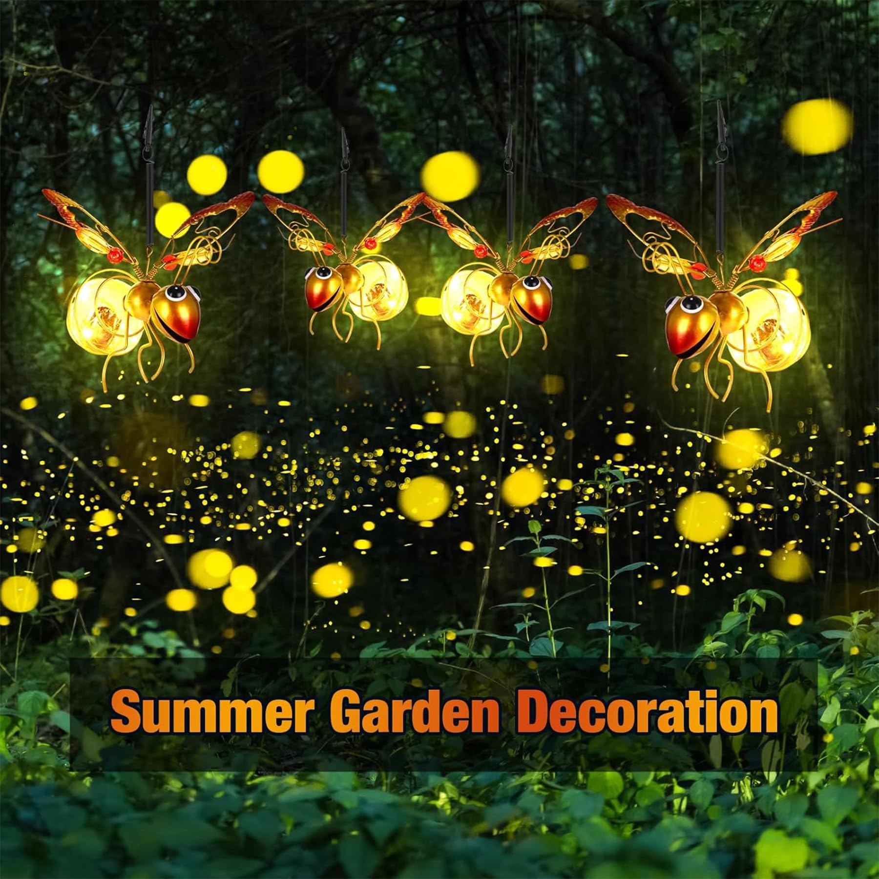 Bienen Deko Solarleuchte,Hängende Lampen Solar Biene Tiere Lichter,Außen Gartendeko Lichterketten,Solardeko Biene Aussen Garten Deko,Solarlampen für Außen Gartenleuchten,Terrasse,Balkon