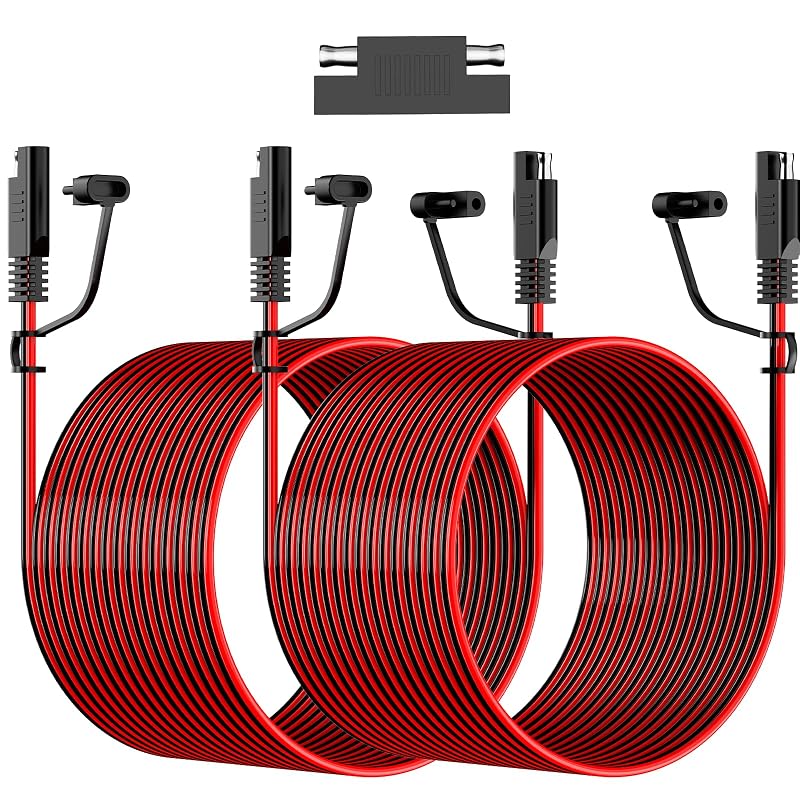 Cabo de extensão SAE 16AWG com conector de desconexão rápida e adaptador de polaridade, 7,62 m, AeternaSol, kit com 2