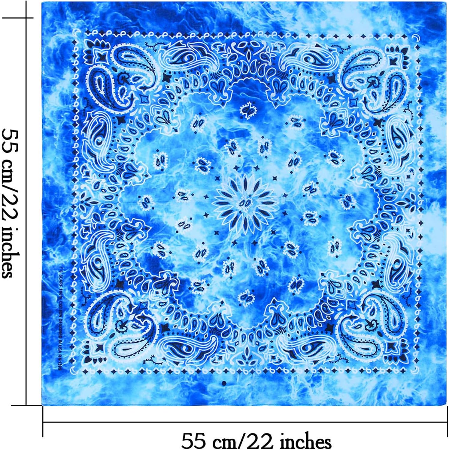 URATOT 6 Pack Tie Dye Bandana Cotton Paisley Bandanas Headbands Cowboy Handkerchiefs for Men and Women