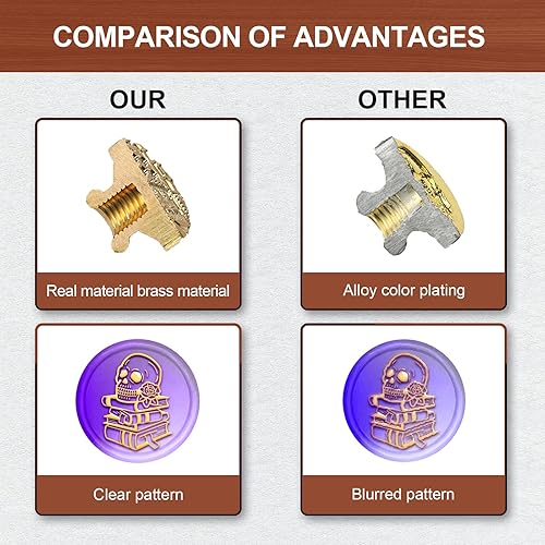 Miniatura 3 de MAYJOYDIY Sello de cera de libro de calavera  Sello de cera de esqueleto de Halloween con patrón de flores  Cabeza de latón de 1.181 in, mango de