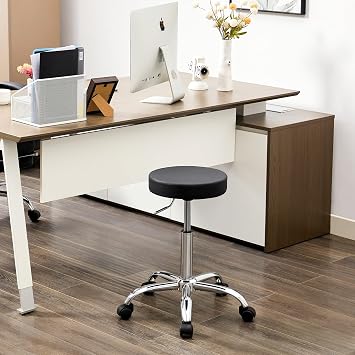 FIRAVOE Ergonomic Backless Rolling Office Stool, Adjustable Drafting Work Chair with Wheels, 49.5 67.6 cm Height