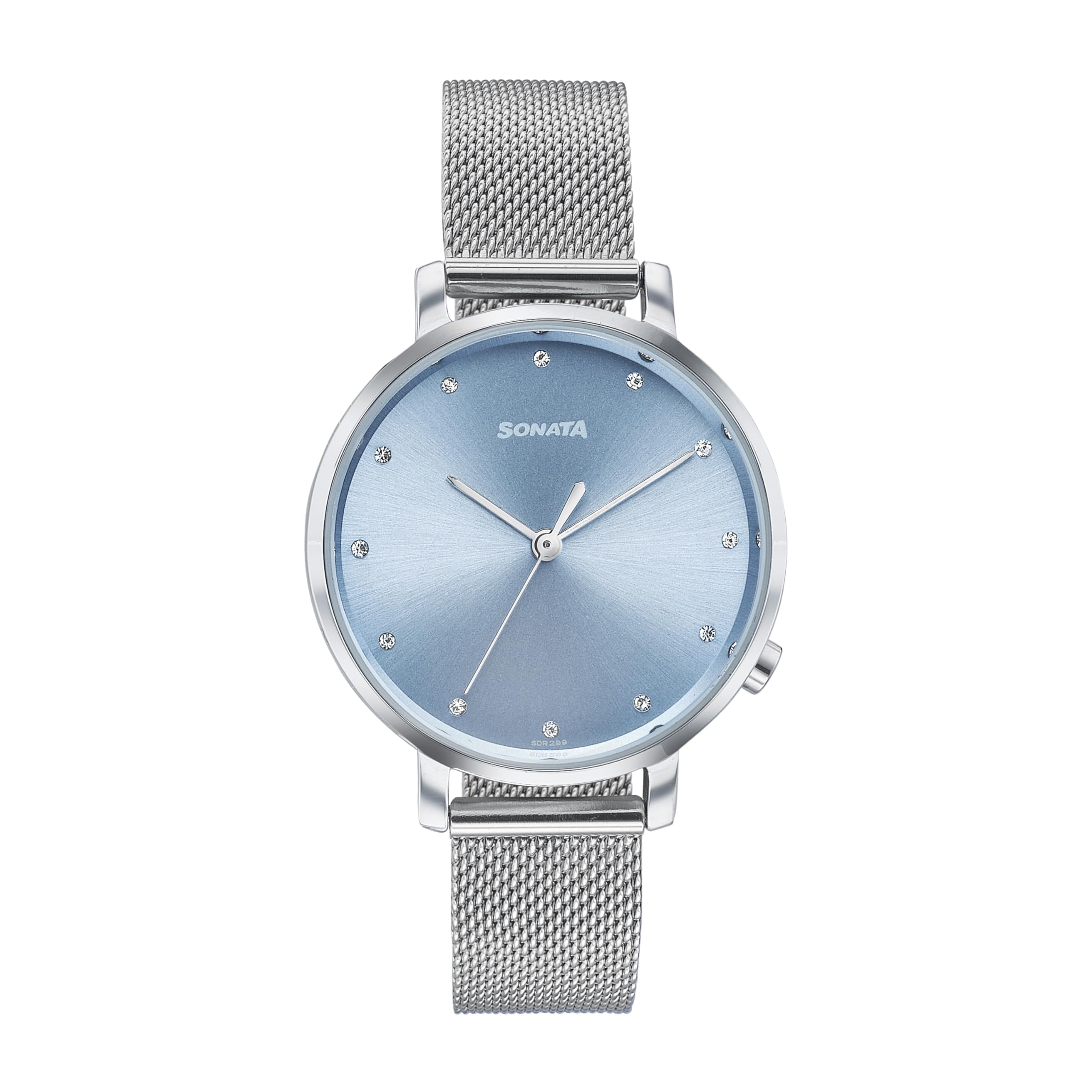sonata Elegent Essentials Quartz Analog Blue Dial Stainless Steel Strap Watch for Women-picture-42